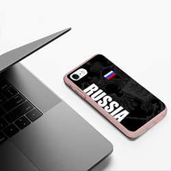 Чехол iPhone 7/8 матовый RUSSIA - BLACK EDITION, цвет: 3D-светло-розовый — фото 2