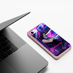 Чехол iPhone 7/8 матовый Johnny cyberpunk2077, цвет: 3D-светло-розовый — фото 2