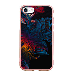 Чехол iPhone 7/8 матовый Радужные цветы, цвет: 3D-светло-розовый