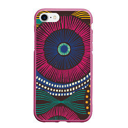 Чехол iPhone 7/8 матовый Африка Орнамент, цвет: 3D-малиновый