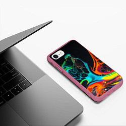 Чехол iPhone 7/8 матовый Цветная лава краска, цвет: 3D-малиновый — фото 2