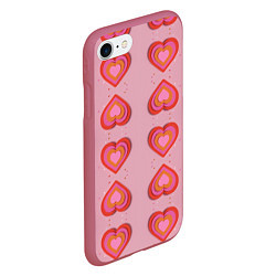 Чехол iPhone 7/8 матовый Сердечки перевернутые, цвет: 3D-малиновый — фото 2