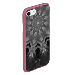 Чехол iPhone 7/8 матовый Серый геометрический орнамент-калейдоскоп, цвет: 3D-малиновый — фото 2