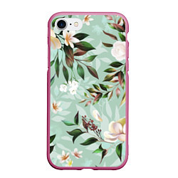 Чехол iPhone 7/8 матовый Цветы Мятный Сад, цвет: 3D-малиновый