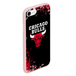 Чехол iPhone 7/8 матовый Чикаго Буллз Chicago Bulls Огонь, цвет: 3D-светло-розовый — фото 2