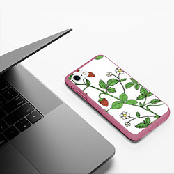 Чехол iPhone 7/8 матовый Цветы Земляники Лесной, цвет: 3D-малиновый — фото 2