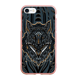 Чехол iPhone 7/8 матовый Волк Этника, цвет: 3D-светло-розовый