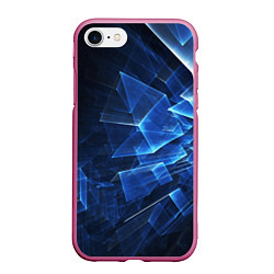 Чехол iPhone 7/8 матовый Abstract geometric Прозрачные синие голографически, цвет: 3D-малиновый