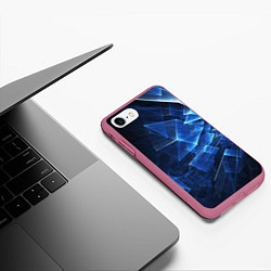 Чехол iPhone 7/8 матовый Abstract geometric Прозрачные синие голографически, цвет: 3D-малиновый — фото 2