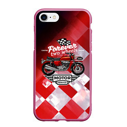 Чехол iPhone 7/8 матовый MotoSport - Мото, цвет: 3D-малиновый