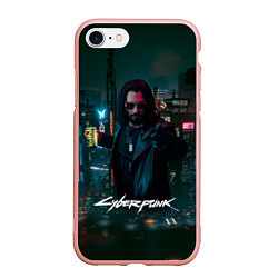 Чехол iPhone 7/8 матовый Johnny Cyberpunk2077, цвет: 3D-светло-розовый