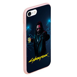 Чехол iPhone 7/8 матовый Johnny Cyberpunk2077, цвет: 3D-светло-розовый — фото 2