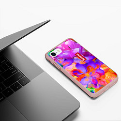 Чехол iPhone 7/8 матовый Красочный цветочный паттерн Лето Colorful Floral P, цвет: 3D-светло-розовый — фото 2