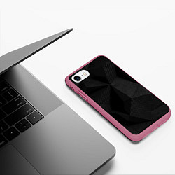 Чехол iPhone 7/8 матовый КАРБОН ПОЛИГОНЫ, цвет: 3D-малиновый — фото 2