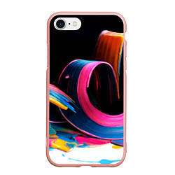 Чехол iPhone 7/8 матовый Разноцветный мазки краски Абстракция Multicolored, цвет: 3D-светло-розовый