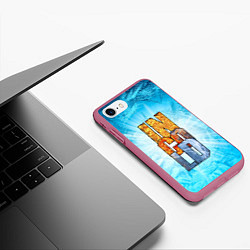 Чехол iPhone 7/8 матовый IN COLD logo with blue ice, цвет: 3D-малиновый — фото 2