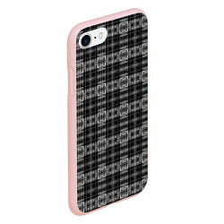 Чехол iPhone 7/8 матовый Черно белая клетка, цвет: 3D-светло-розовый — фото 2