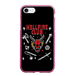 Чехол iPhone 7/8 матовый HELLFIRE CLUB STRANGER THINGS, цвет: 3D-малиновый