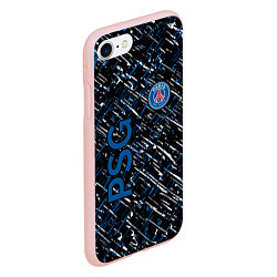 Чехол iPhone 7/8 матовый Псж синие белые чёрточки, цвет: 3D-светло-розовый — фото 2