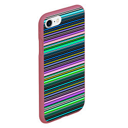 Чехол iPhone 7/8 матовый Яркие неоновые тонкие полосы, цвет: 3D-малиновый — фото 2