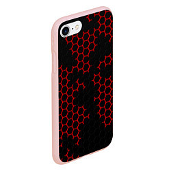 Чехол iPhone 7/8 матовый НАНОКОСТЮМ Black and Red Hexagon Гексагоны, цвет: 3D-светло-розовый — фото 2