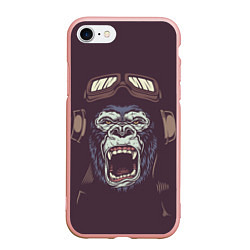 Чехол iPhone 7/8 матовый Орущая горилла, цвет: 3D-светло-розовый