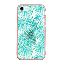 Чехол iPhone 7/8 матовый Листья Пальмы Нарисованные Акварелью, цвет: 3D-светло-розовый