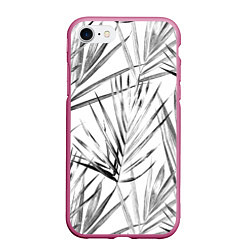 Чехол iPhone 7/8 матовый Монохромные Листья Пальм, цвет: 3D-малиновый