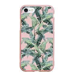 Чехол iPhone 7/8 матовый Листья Пальм Нарисованные Карандашом, цвет: 3D-светло-розовый