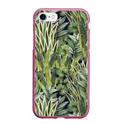 Чехол iPhone 7/8 матовый Экзотические Летние Цветы и Листва, цвет: 3D-малиновый