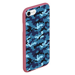 Чехол iPhone 7/8 матовый Камуфляж Тёмно-Синий Camouflage Dark-Blue, цвет: 3D-малиновый — фото 2