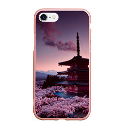 Чехол iPhone 7/8 матовый Цветение сакуры в Японии, цвет: 3D-светло-розовый