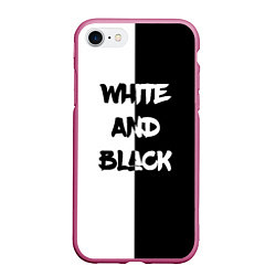 Чехол iPhone 7/8 матовый White and Black Белое и Чёрное, цвет: 3D-малиновый