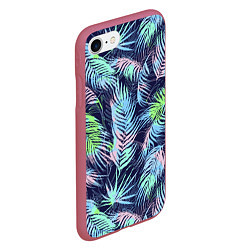 Чехол iPhone 7/8 матовый Разноцветные Листья Пальм, цвет: 3D-малиновый — фото 2