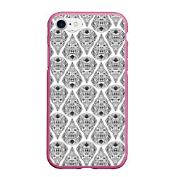Чехол iPhone 7/8 матовый Черно-белый геометрический узор Арт деко, цвет: 3D-малиновый