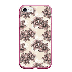 Чехол iPhone 7/8 матовый Цветы Розы На Светлом Фоне, цвет: 3D-малиновый