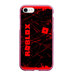 Чехол iPhone 7/8 матовый ROBLOX красный логотип, цвет: 3D-малиновый