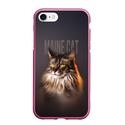 Чехол iPhone 7/8 матовый Maine cat, цвет: 3D-малиновый