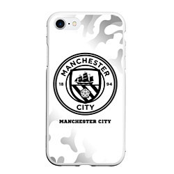 Чехол iPhone 7/8 матовый Manchester City Sport на светлом фоне, цвет: 3D-белый