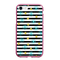 Чехол iPhone 7/8 матовый Полосатый модный праздничный узор, цвет: 3D-малиновый