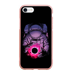 Чехол iPhone 7/8 матовый Глубокий темный космос, цвет: 3D-светло-розовый