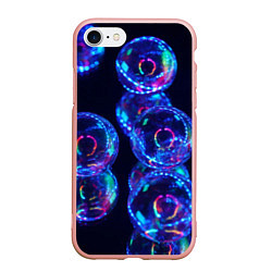 Чехол iPhone 7/8 матовый Неоновые сюрреалистичные пузыри - Синий, цвет: 3D-светло-розовый