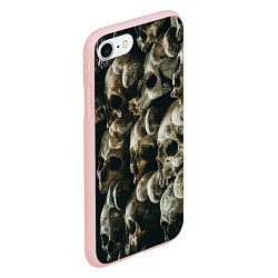 Чехол iPhone 7/8 матовый Множество черепов во тьме - Жёлтый, цвет: 3D-светло-розовый — фото 2
