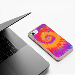 Чехол iPhone 7/8 матовый Тай дай в радуге, цвет: 3D-светло-розовый — фото 2