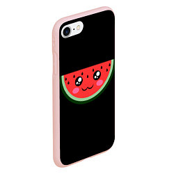 Чехол iPhone 7/8 матовый Арбузик на черном фоне, цвет: 3D-светло-розовый — фото 2