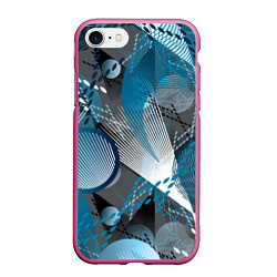 Чехол iPhone 7/8 матовый Абстрактный серо-синий принт, цвет: 3D-малиновый