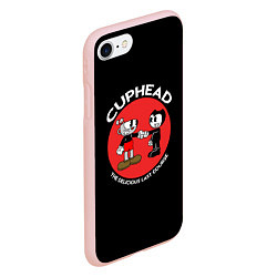 Чехол iPhone 7/8 матовый Cuphead & Bendy, цвет: 3D-светло-розовый — фото 2