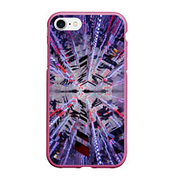 Чехол iPhone 7/8 матовый Неоновый абстрактный коридор - Фиолетовый, цвет: 3D-малиновый