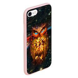 Чехол iPhone 7/8 матовый Космический взгляд совы, цвет: 3D-светло-розовый — фото 2