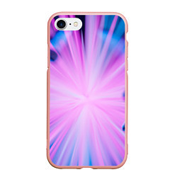 Чехол iPhone 7/8 матовый Неоновые лучи из центра - Розовый